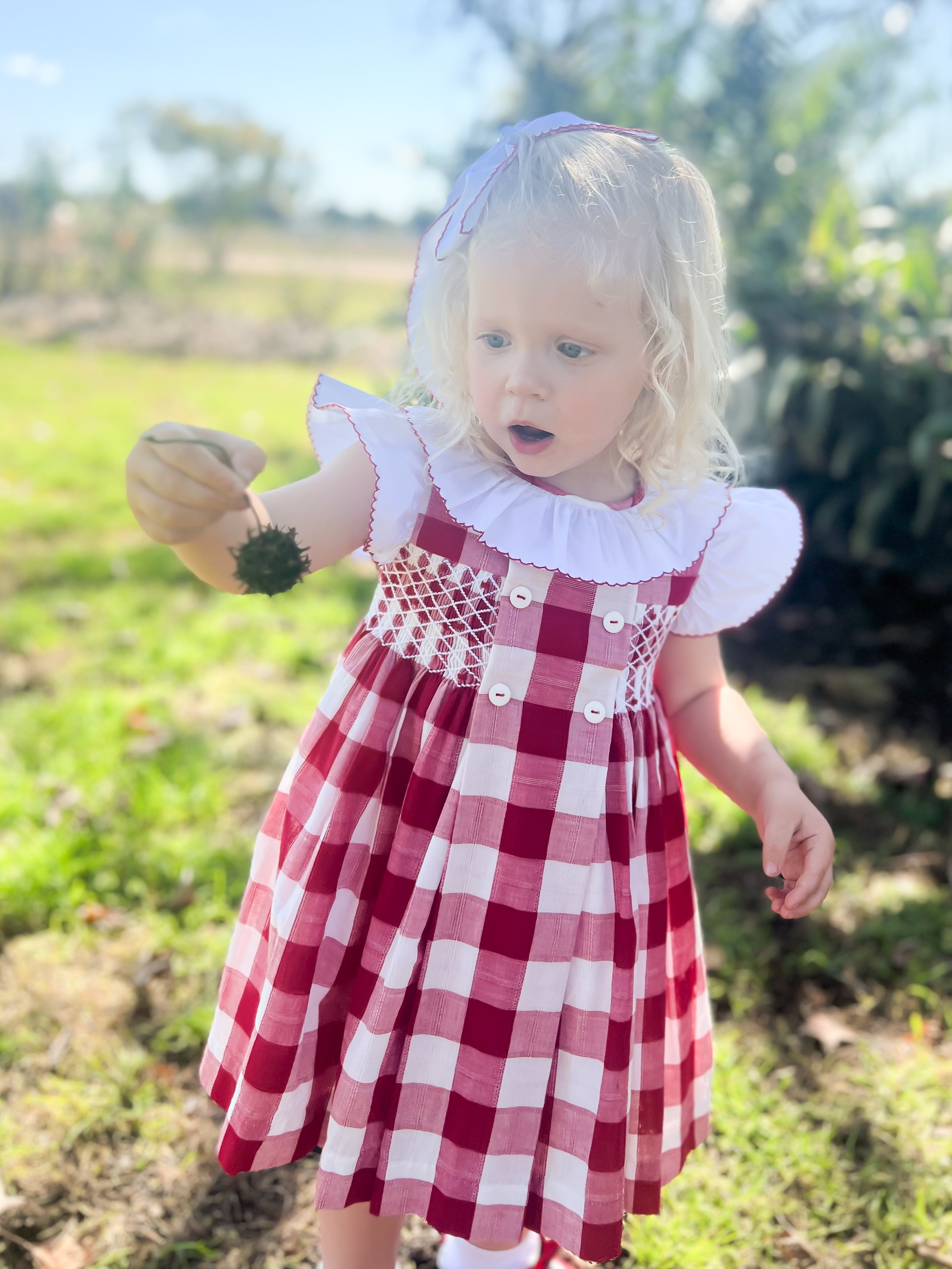 {Sutherby Girls} Signature Smocked Dress - Heritage Red Gingham ~ FARMHOUSE SALE