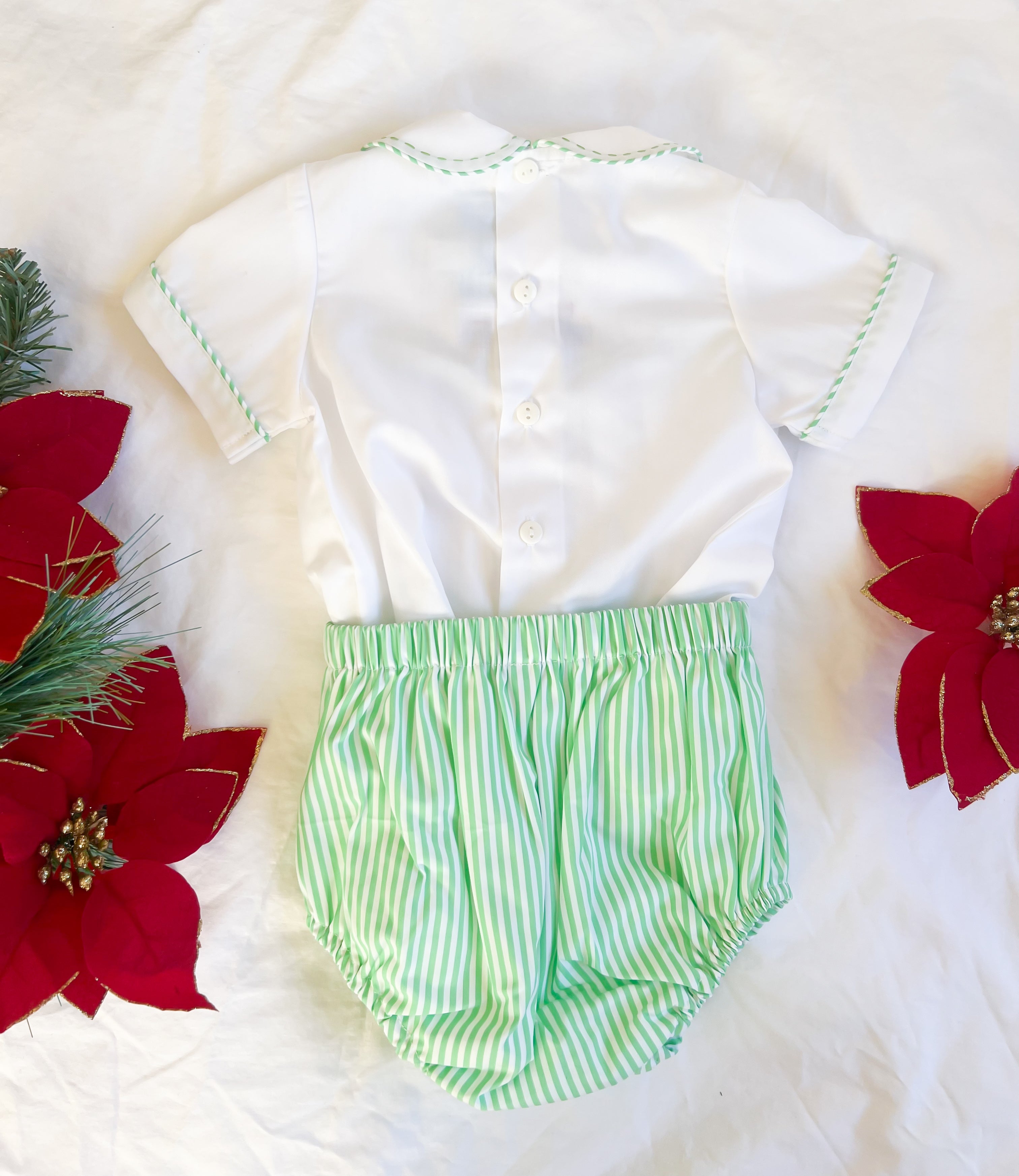 {Sutherby Boys} Festive Train 2pc Set ~ Peppermint Green Striped