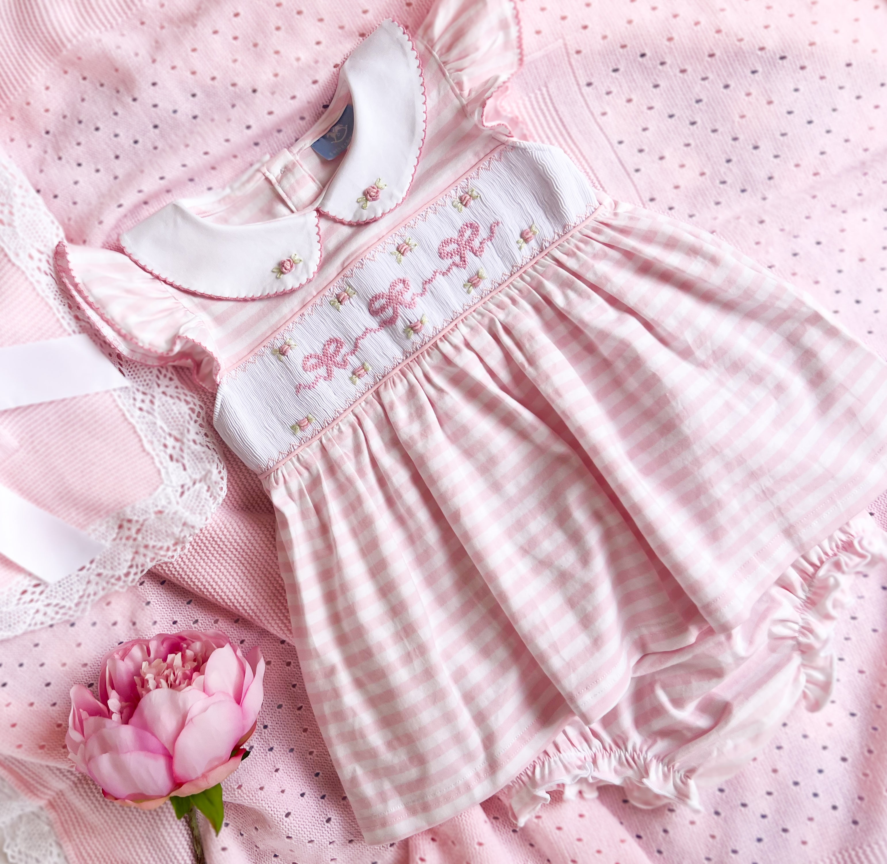 The Smocked Layette Set - Baby Pink Bows & Rosettes