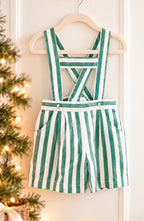 {Sutherby Boys} Suspender Shorts ~ Evergreen Stripe