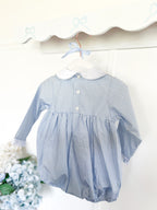 {Sutherby Baby} Signature Smocked Romper ~ Blue Houndstooth
