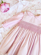 The Smocked Pinafore - Baby Pink Houndstooth