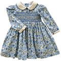 The Smocked Dress - Blue & Green Winter Floral
