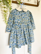 The Smocked Dress - Blue & Green Winter Floral