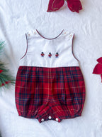 The Holiday Heirloom Tartan Embroidered Sleeveless Romper