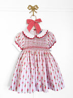 {Sutherby Girls} Signature Smocked Dress - Festive Whimsical Wallpaper