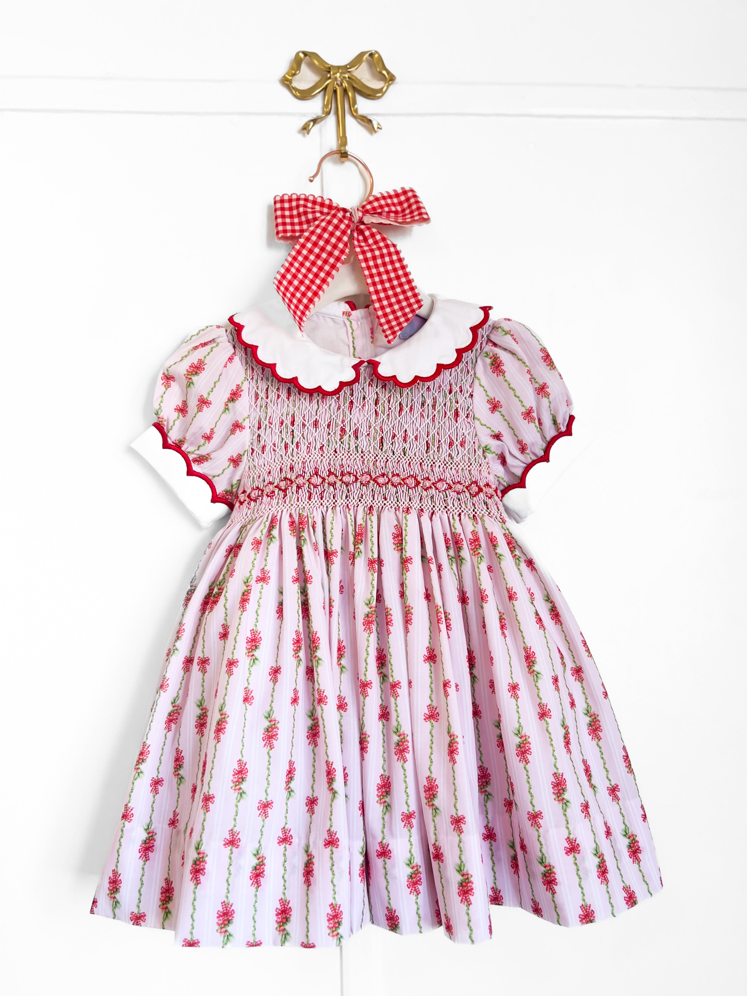 {Sutherby Girls} Signature Smocked Dress - Festive Whimsical Wallpaper