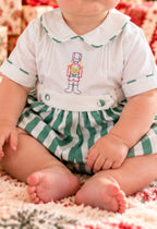 {Sutherby Boys} Belted Romper ~ Evergreen Stripe