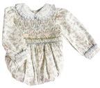 {Sutherby Girls} Signature Smocked Romper ~ 'Country Geese'