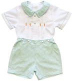 {Sutherby Boys} Signature Button Set - Mint Plaid w/ Heirloom Carrots