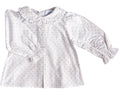 Signature Sutherby Blouse ~ White/Blue Swiss Dot ~ Long-Sleeved