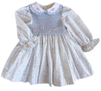 {Sutherby Girls} Signature Smocked Dress ~ Blue Coquette Roses