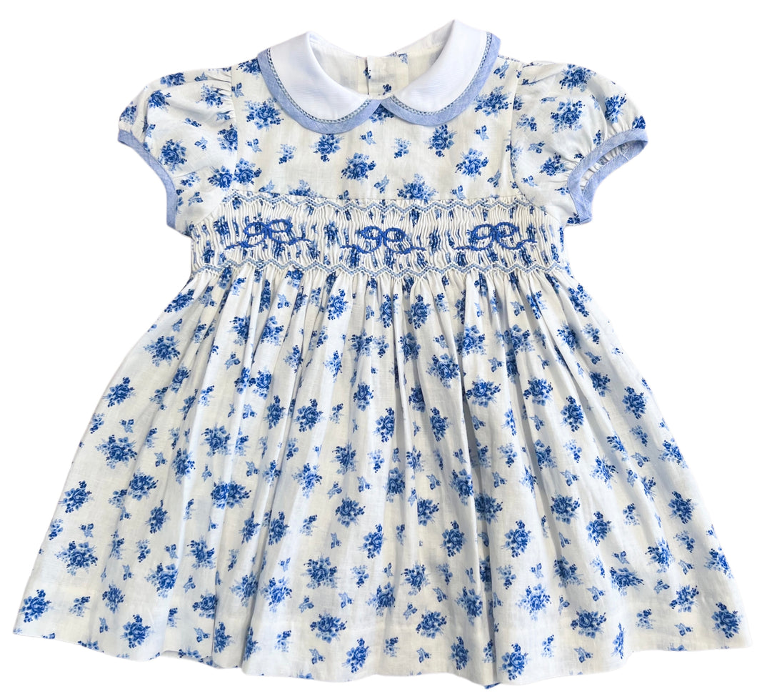 The Smocked Dress - Royal Blue Bouquet