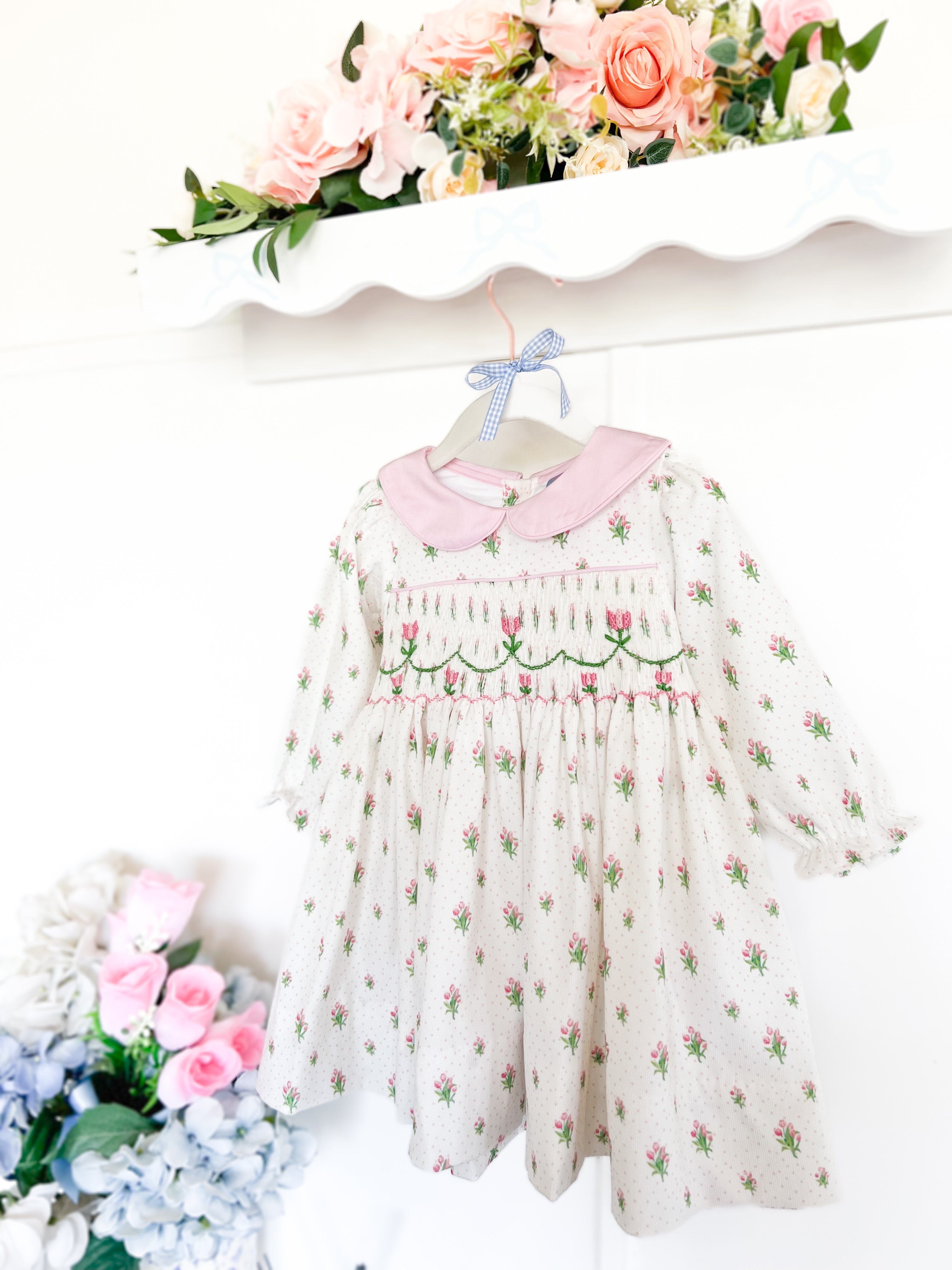 {Sutherby Girls} Signature Smocked Dress - Garden Tulips