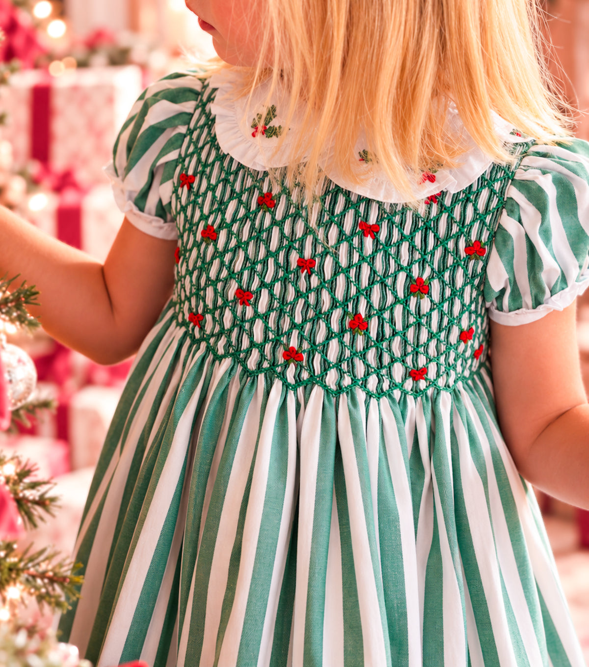 {Sutherby Girls} Signature Smocked Dress ~ Evergreen Stripe