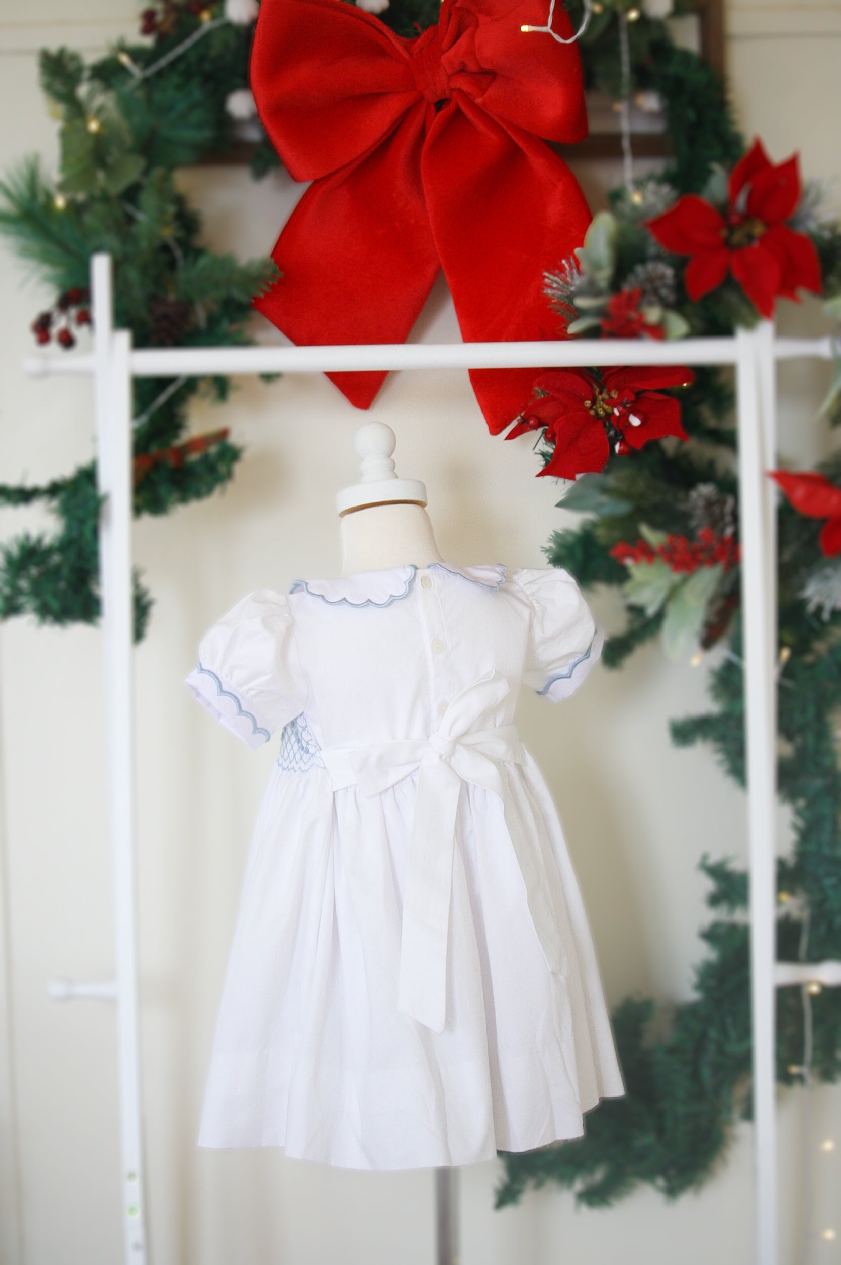 {Sutherby Girls} Signature Celebration Smocked Dress ~ Pale Blue/White