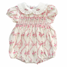 Load image into Gallery viewer, The Smocked Romper ~ Pink Bow Trellis
