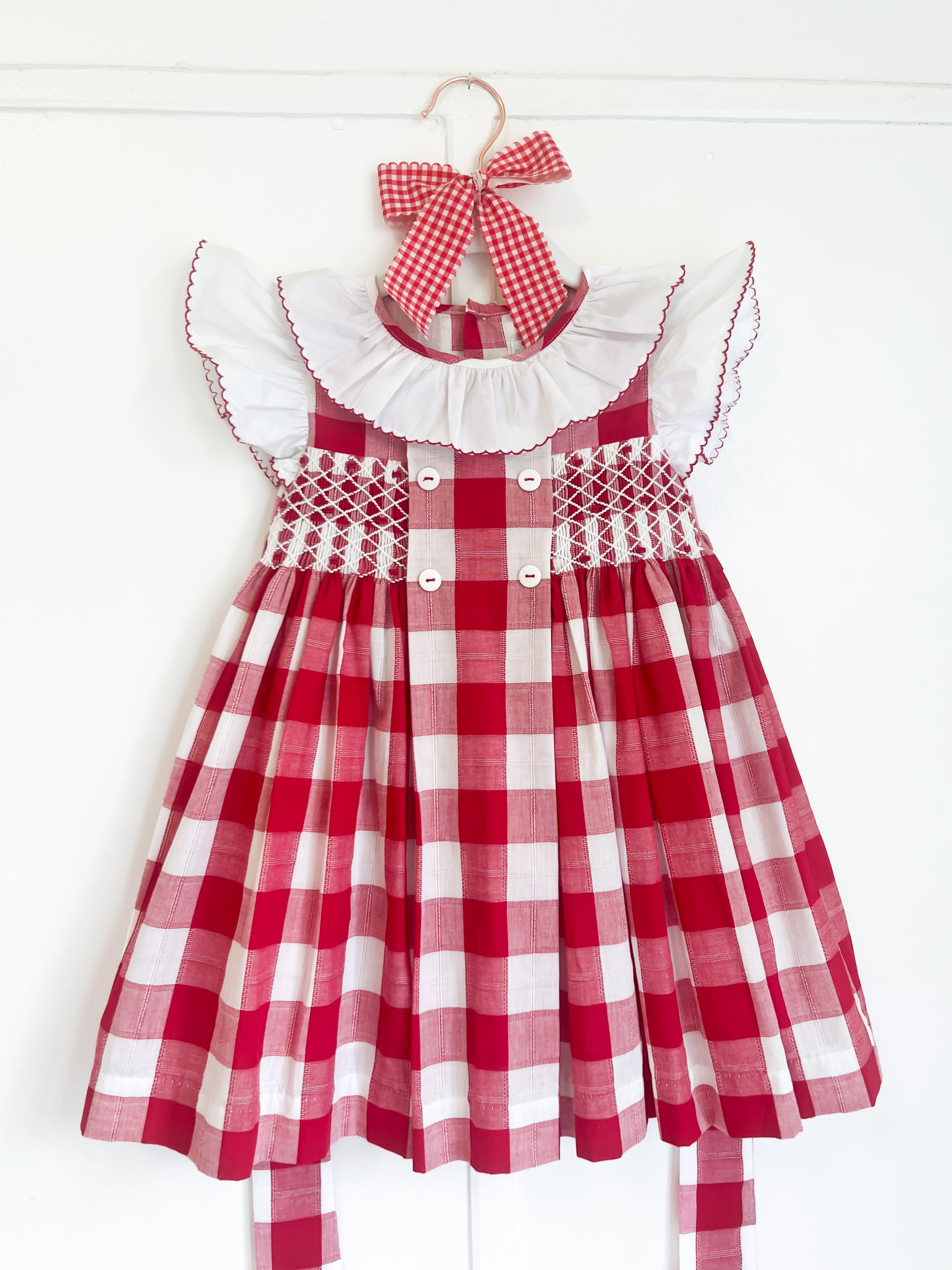 {Sutherby Girls} Signature Smocked Dress - Heritage Red Gingham ~ FARMHOUSE SALE