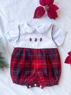 The Holiday Heirloom Tartan Embroidered Sleeveless Romper