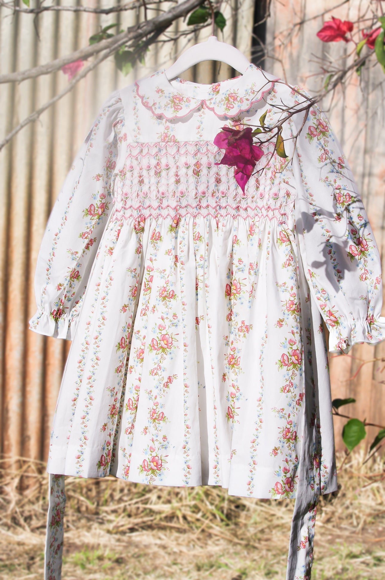 {Sutherby Girls} Signature Smocked Dress ~ Vintage Wallpaper Floral