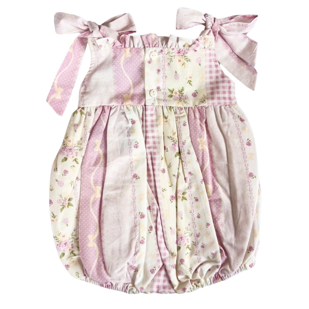 {Sutherby Girls} Smocked Romper ~ Pink Vintage Patchwork