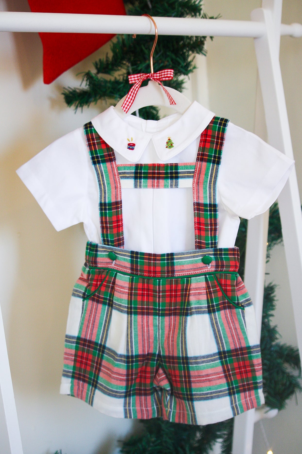 {Sutherby Boys} Signature Suspender Shorts ~ Christmas Fair Tartan