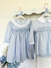 Load image into Gallery viewer, The Smocked Dress - Baby Blue Houndstooth
