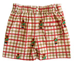 {Sutherby Boys} Classic Prep Shorts ~ Storybook Christmas Plaid w/ Teddy Soldier Embroidery
