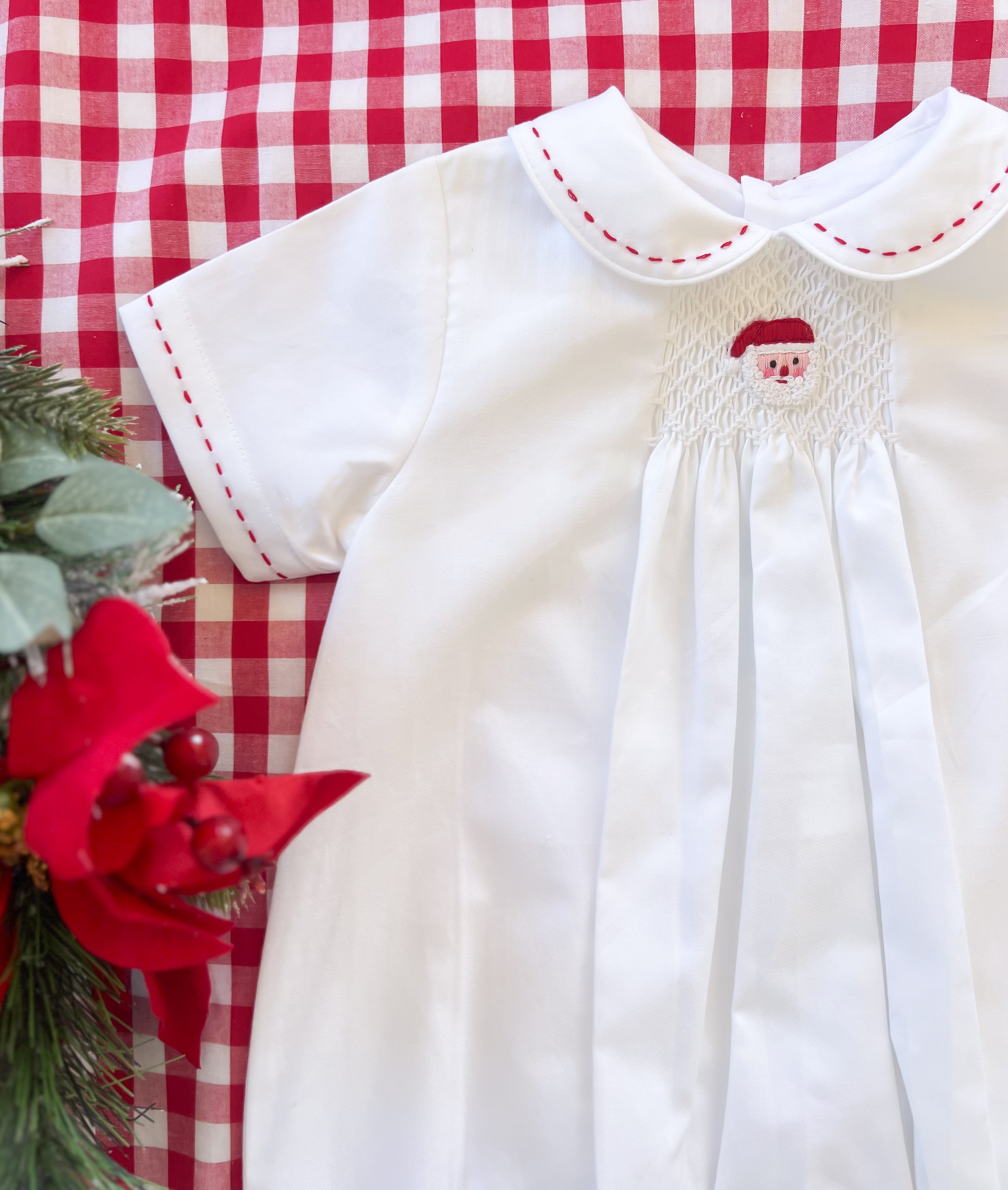 {Sutherby Boys} Signature Smocked Romper ~ Jolly St Nick