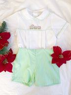 {Sutherby Boys} Festive Train 2pc Set ~ Peppermint Green Striped