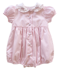 Pastel Pink Striped Embroidered Romper
