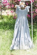 {Sutherby Ladies} 'Bridie' ~ Embroidered Blue Bow Trellis