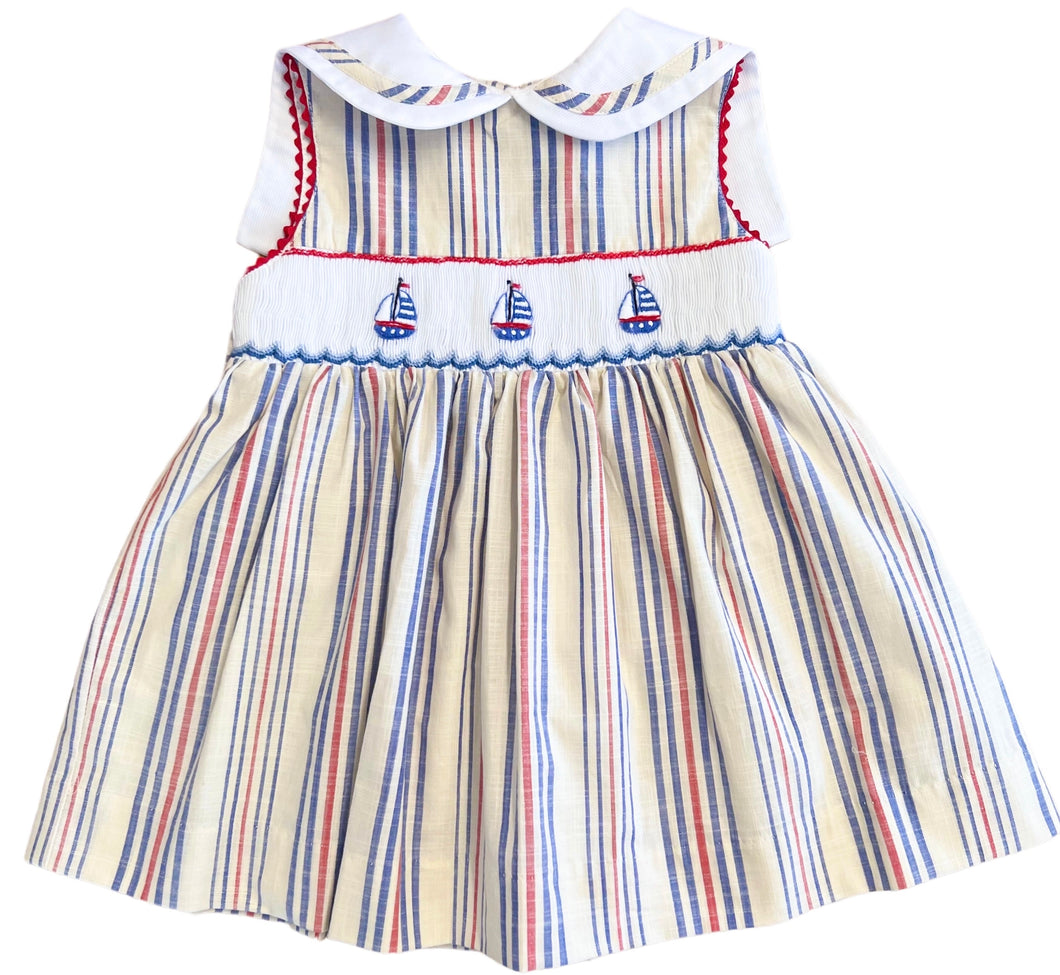 The Smocked Dress - Seaside Stripe