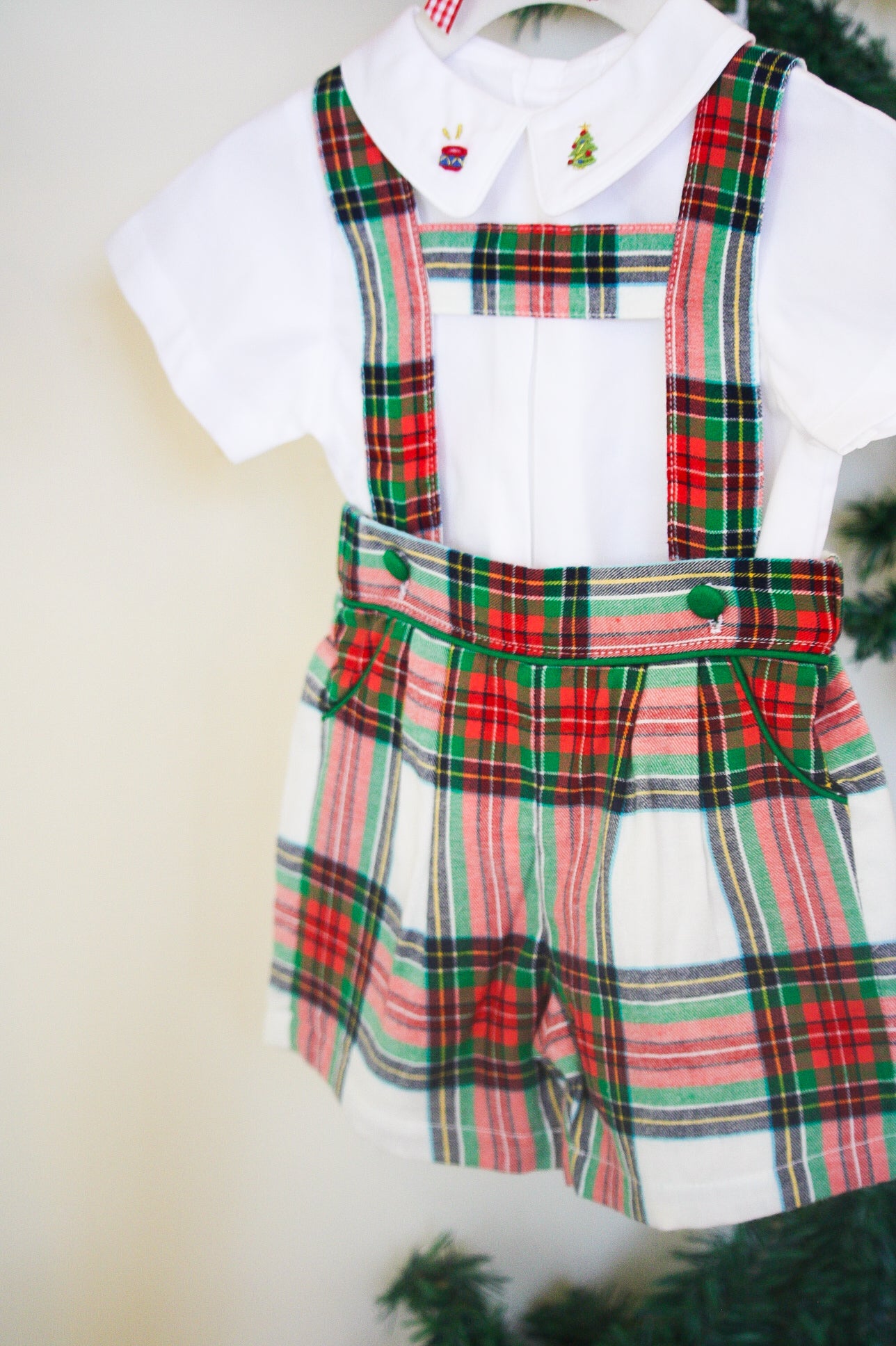 {Sutherby Boys} Signature Suspender Shorts ~ Christmas Fair Tartan