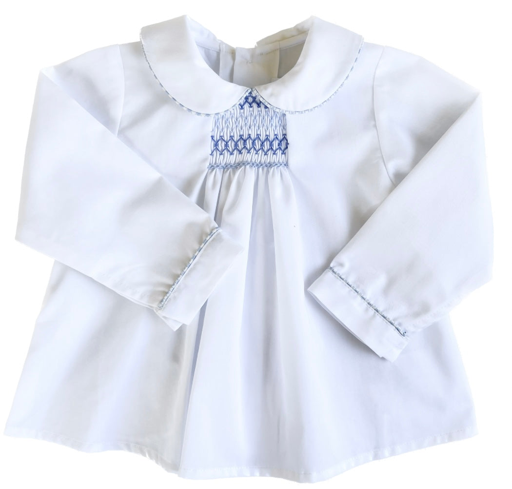 {Sutherby Baby} Signature Smocked Shirt ~ Blue Houndstooth