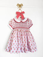 {Sutherby Girls} Signature Smocked Dress - Festive Whimsical Wallpaper
