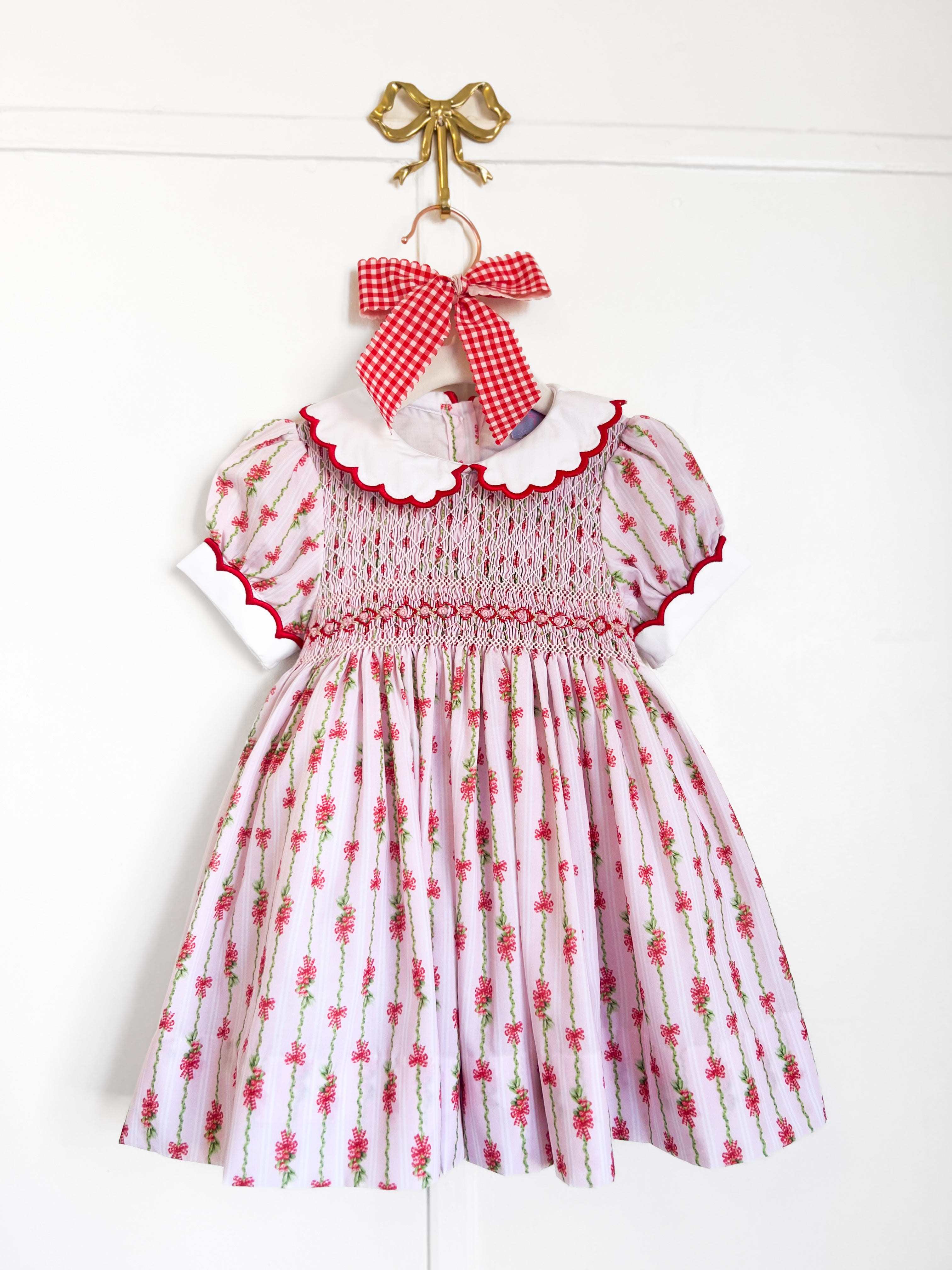 {Sutherby Girls} Signature Smocked Dress - Festive Whimsical Wallpaper