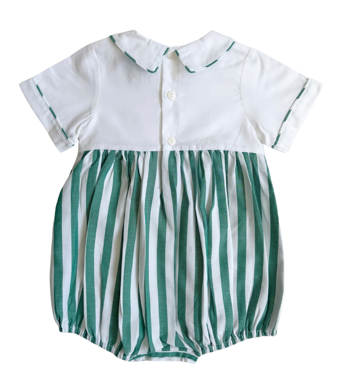 {Sutherby Boys} Belted Romper ~ Evergreen Stripe