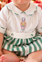 {Sutherby Boys} Belted Romper ~ Evergreen Stripe