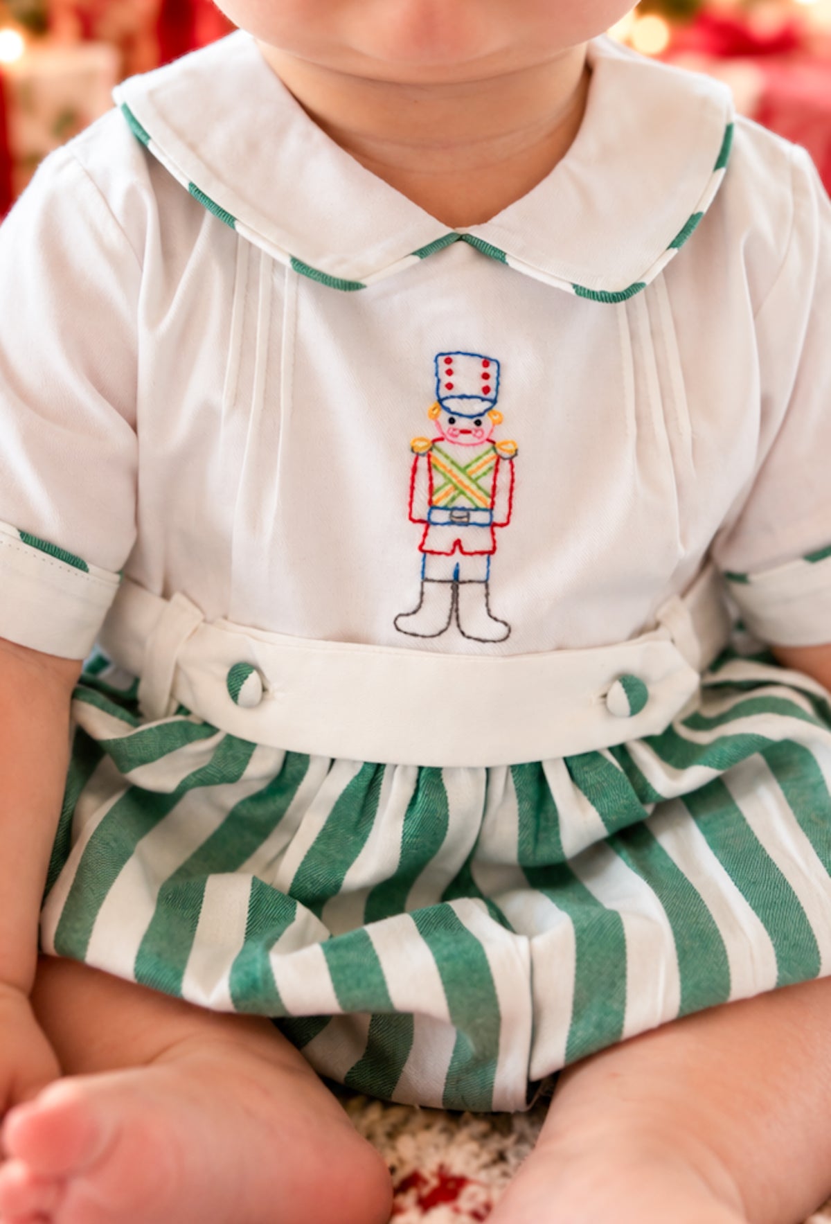 {Sutherby Boys} Belted Romper ~ Evergreen Stripe