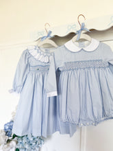 Load image into Gallery viewer, The Smocked Romper - Baby Blue Houndstooth
