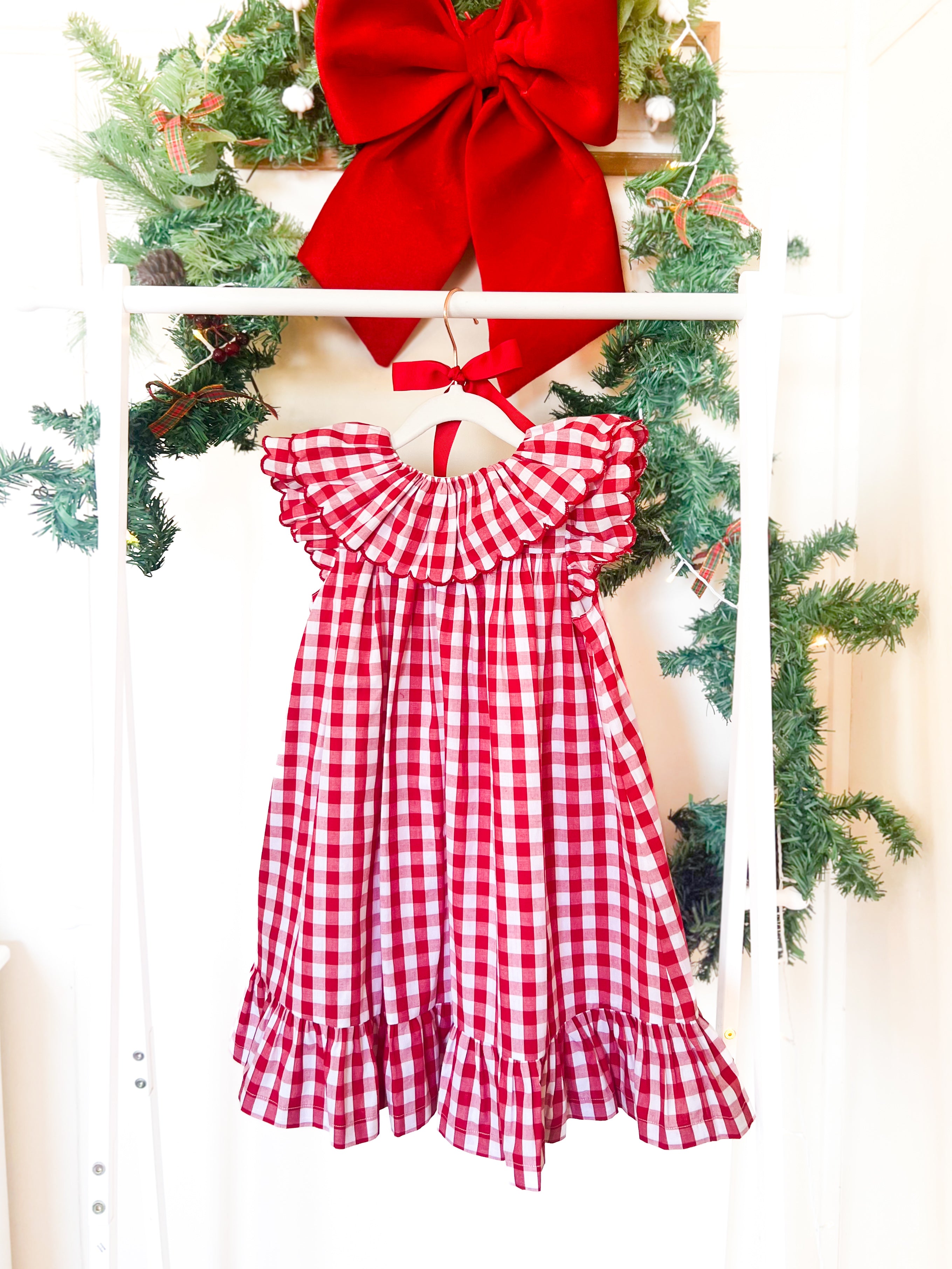{Sutherby Girls} Signature ‘Mabel' Capelet Daygown ~ Red Picnic Gingham