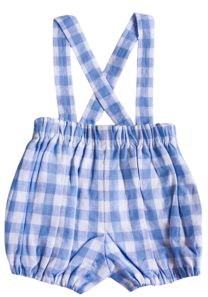 {Sutherby Boy} Signature Suspender Bloomers ~ Blue Gingham Linen