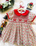 {Sutherby Girls} Signature Smocked Dress ~ Holiday Garland Trellis