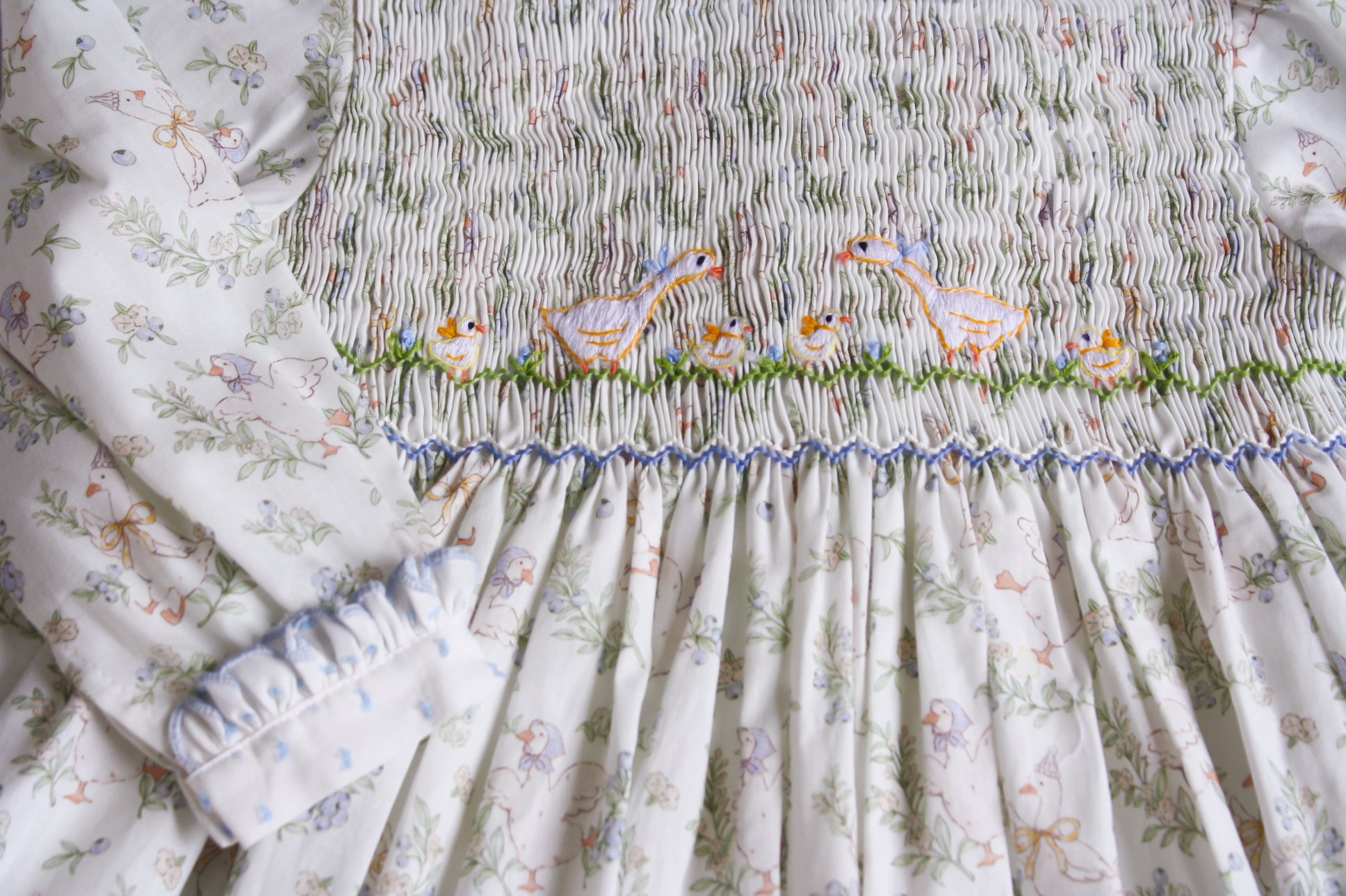 {Sutherby Girls} Signature Smocked Dress ~ 'Country Geese'