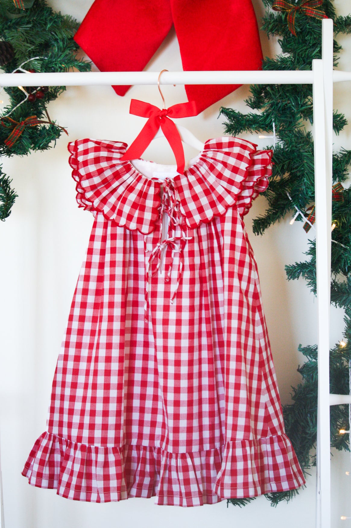 {Sutherby Girls} Signature ‘Mabel' Capelet Daygown ~ Red Picnic Gingham