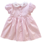 Pastel Pink Striped Embroidered Dress