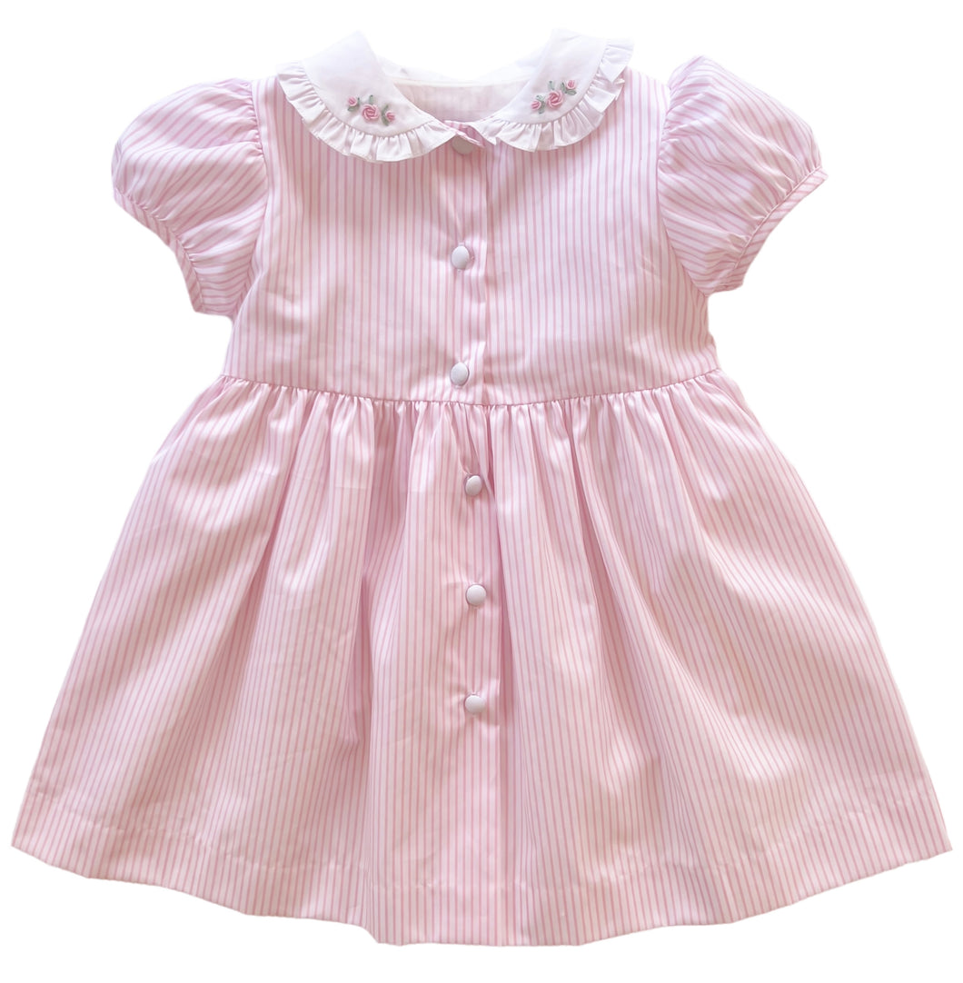 Pastel Pink Striped Embroidered Dress ~ BACK IN STOCK!