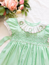 Load image into Gallery viewer, The Smocked Dress ~ Peppermint Candy Green &amp; Pink
