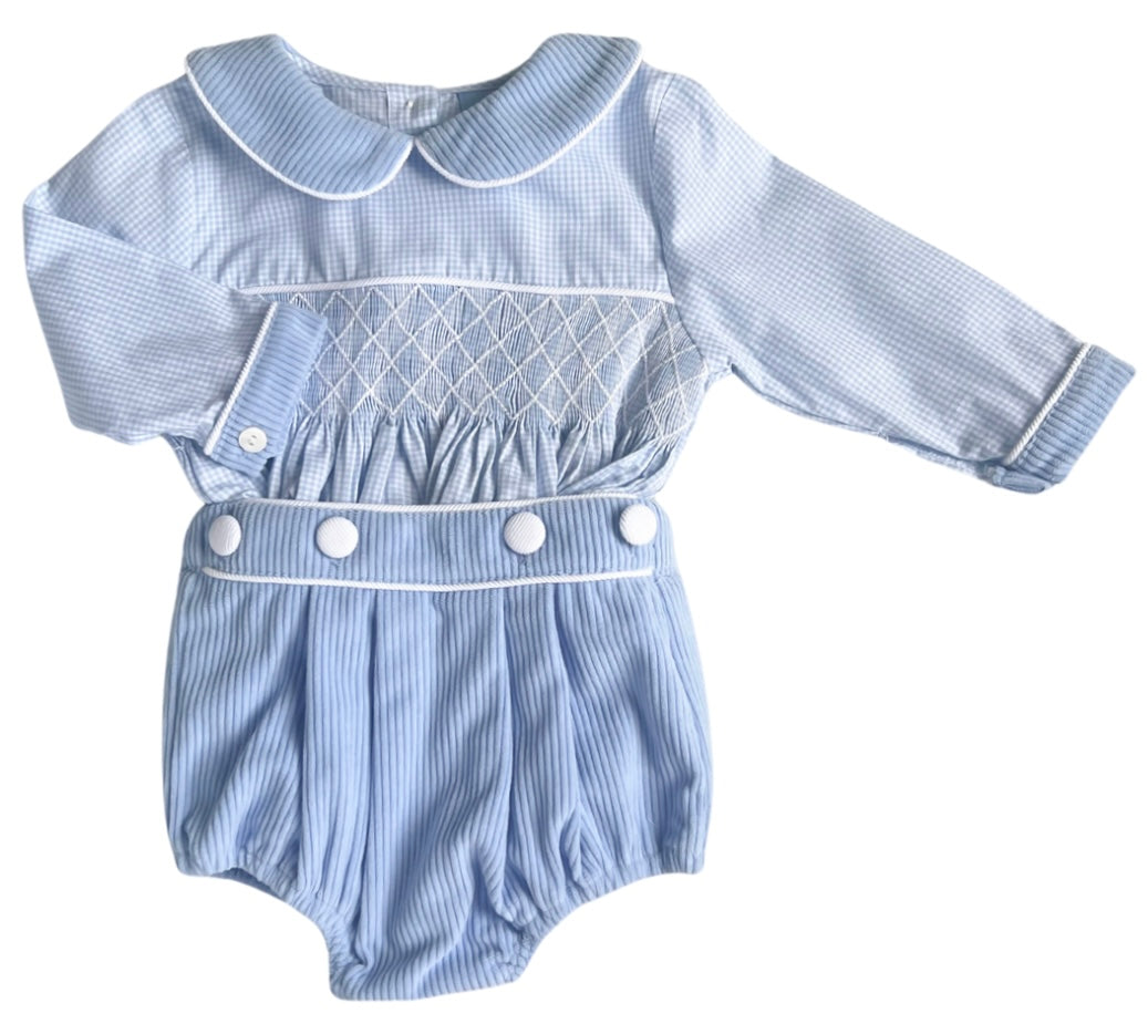 The Button-On Set - Baby Blue Gingham/Corduroy